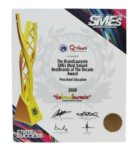 The BrandLaureate SMEs certificate 2020, Preschool Education
