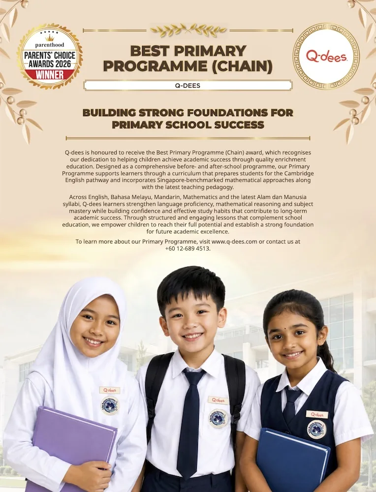 Parents’ Choice Awards 2026 winner poster: Q-dees, Best Primary Programme (Chain)