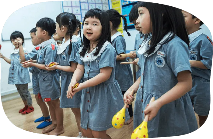 Students in a music and movement activity