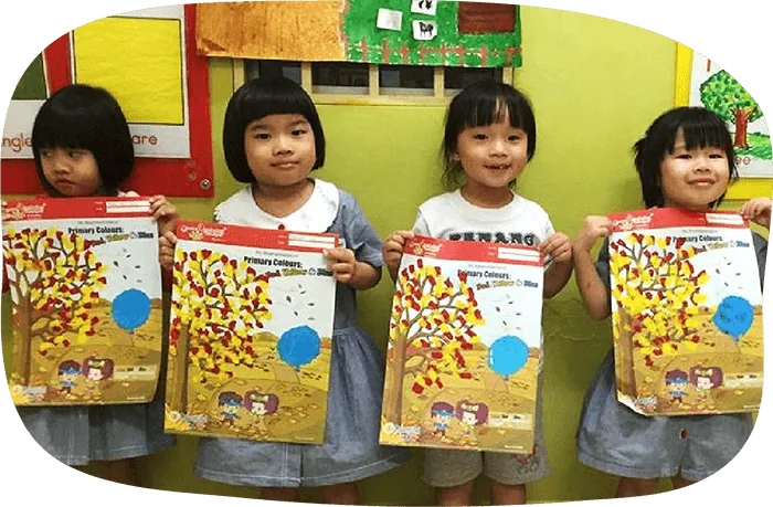 Students showing their art and craft work