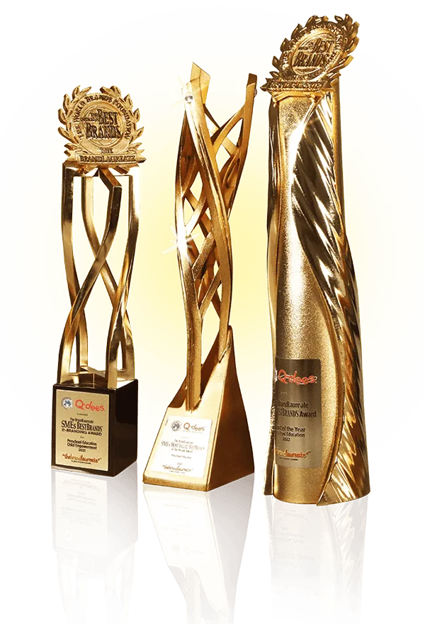 Three gold BrandLaureate trophies